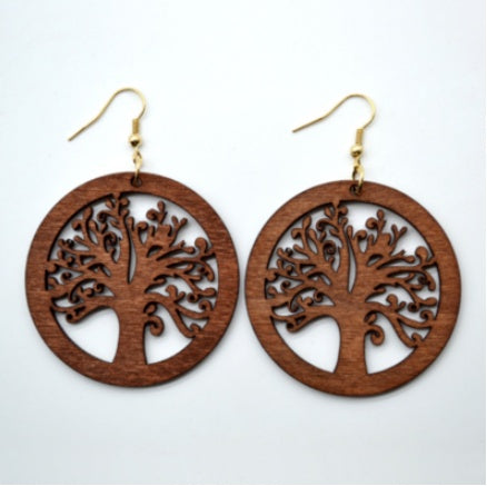 Life Tree wood earrings