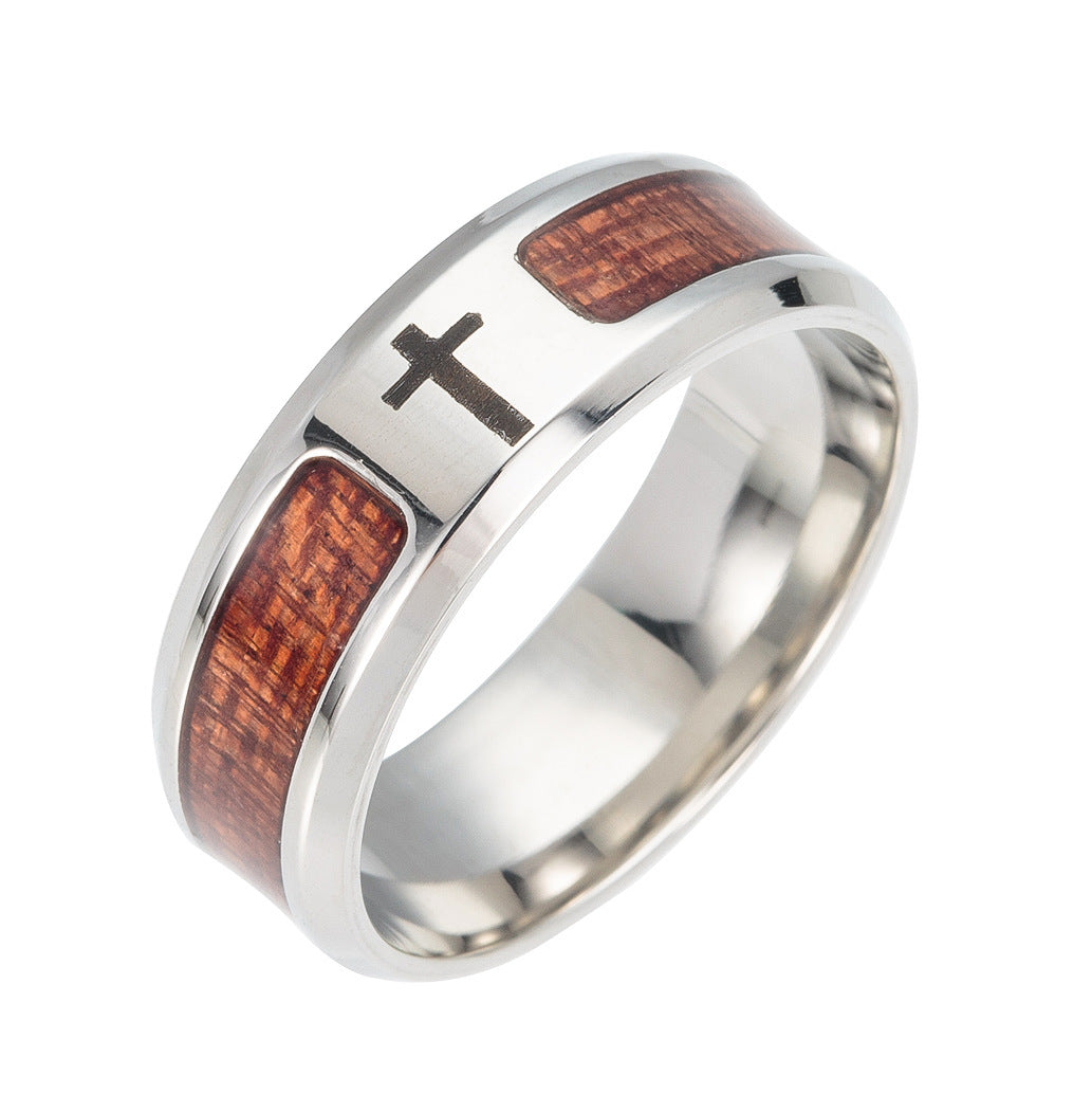 Acacia Cross Wood Ring