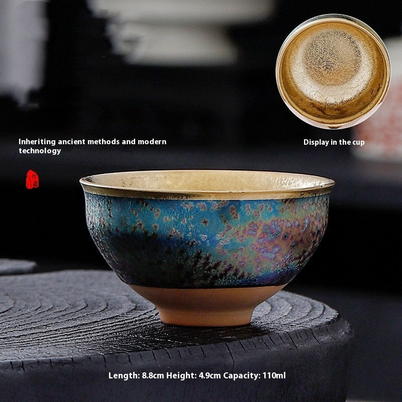 Jian Zhan Colourful Peacock Gilding Kung Fu Tea Cup