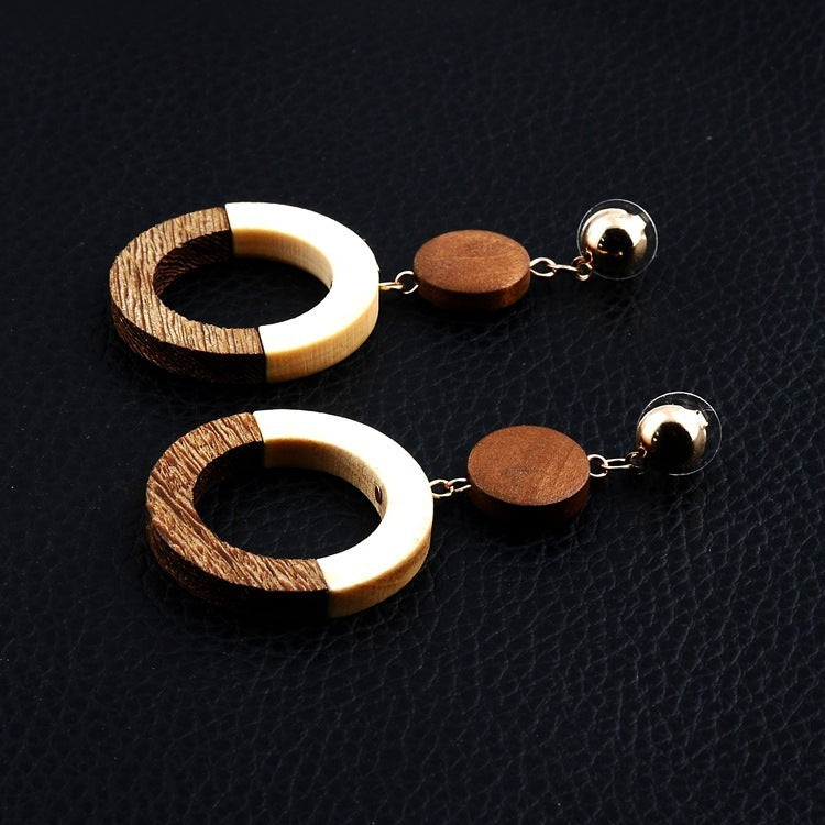 Hollow Circle wooden earrings