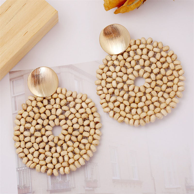 Acetate Board Wood Combination Earrings