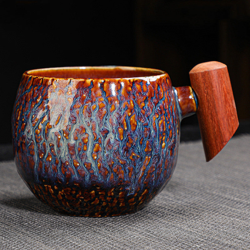 Kiln Change Ceramic Mug With Wooden Handle