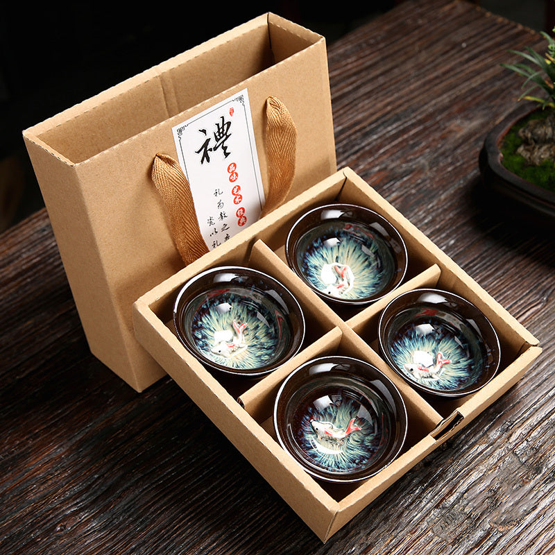 Kiln Ceramic Cup set x 4 in Gift Box