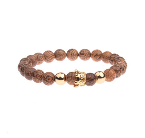 Wood grain bead bracelet