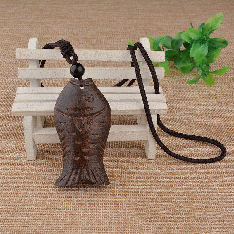 fish wood necklace