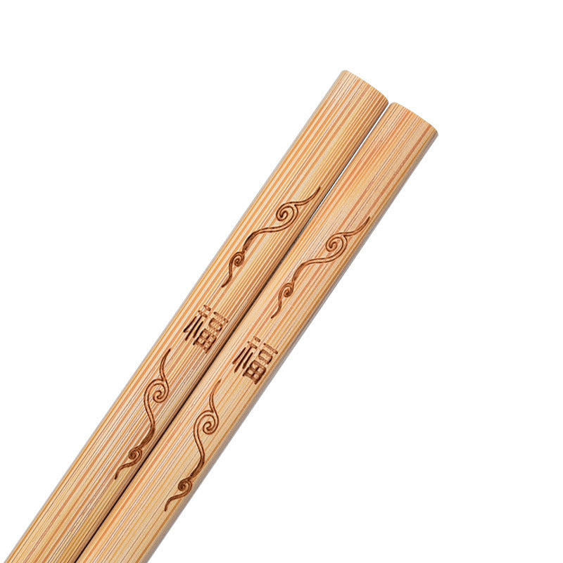 Bamboo Carving Carbonized Chopsticks Suit