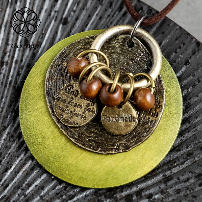 Wooden Retro Ethnic Style Long Sweater Chain Jewelry