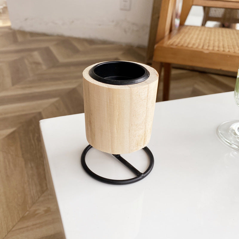 Retro Wooden n Iron Candle Holder
