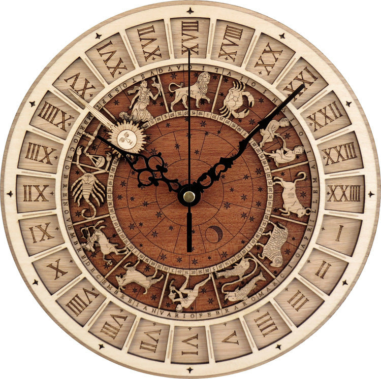 3D Venetian astronomical wooden clock