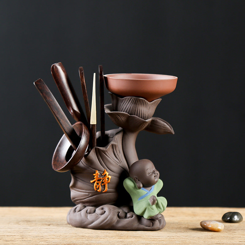 Purple Clay Little Monk Black Sandalwood Six Gentleman Tea Ceremony Accessories