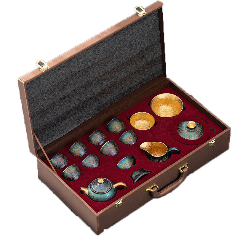 JianZhan Colorful Gilding Tea Set Suit