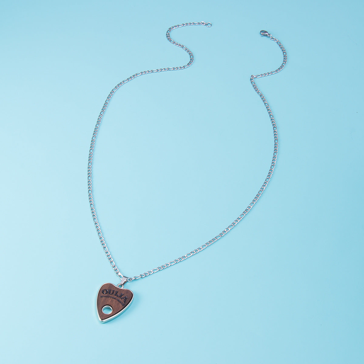 Heart shaped Wood Stainless Steel Necklace