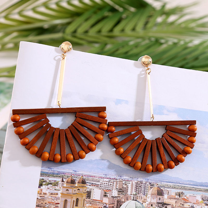 Acetate Board Wood Combination Earrings