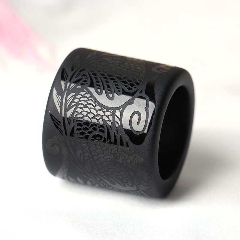 Men's Atmospheric Natural Obsidian Ring