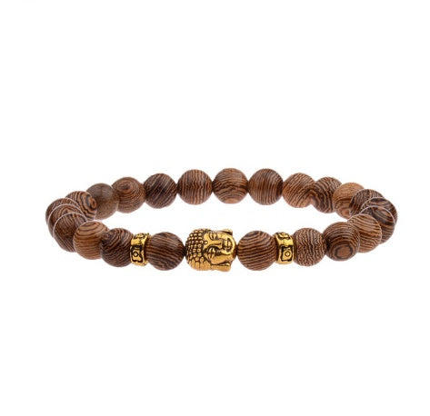 Wood grain bead bracelet