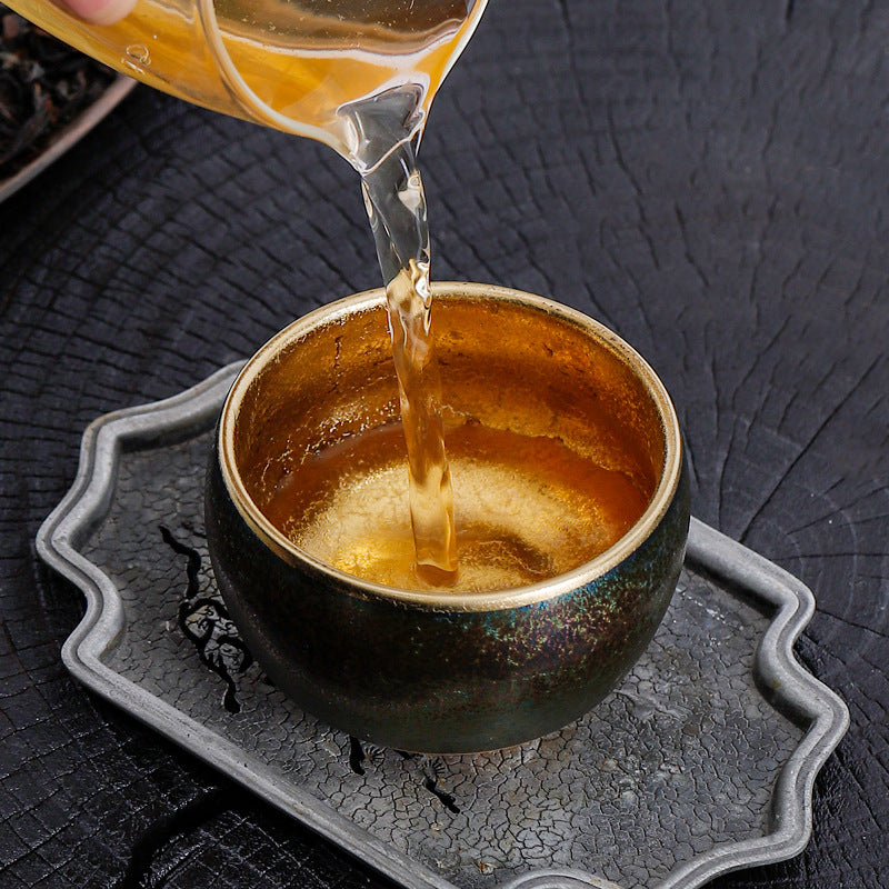Jian Zhan Colourful Peacock Gilding Kung Fu Tea Cup