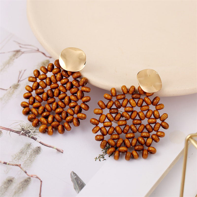 Acetate Board Wood Combination Earrings