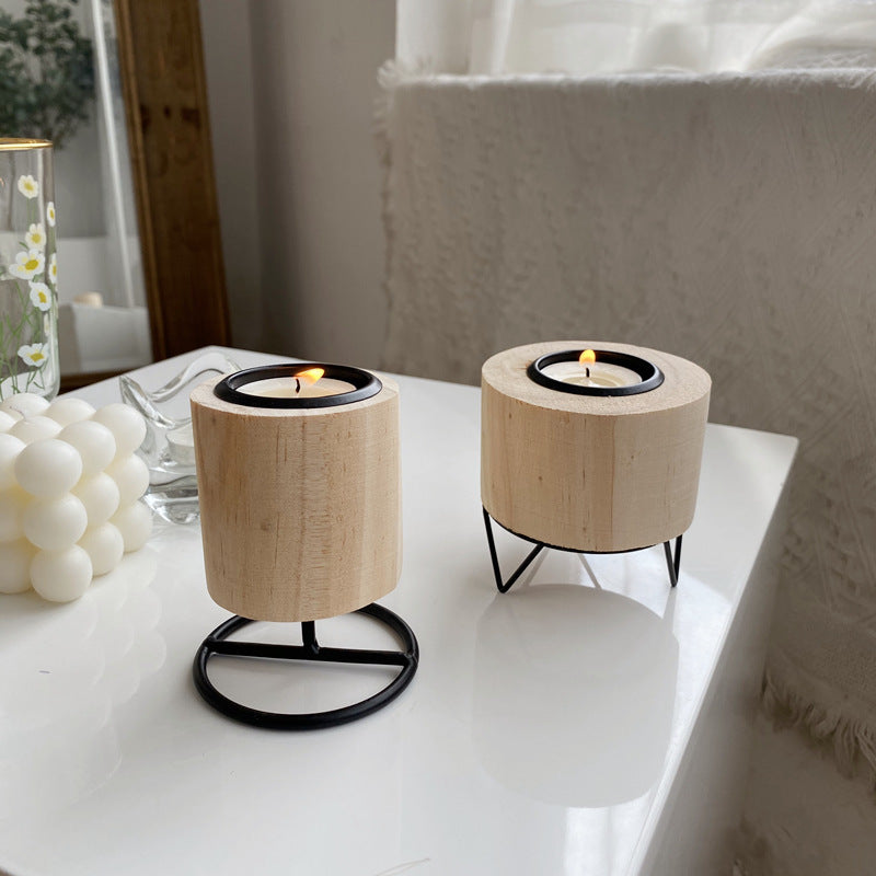 Retro Wooden n Iron Candle Holder