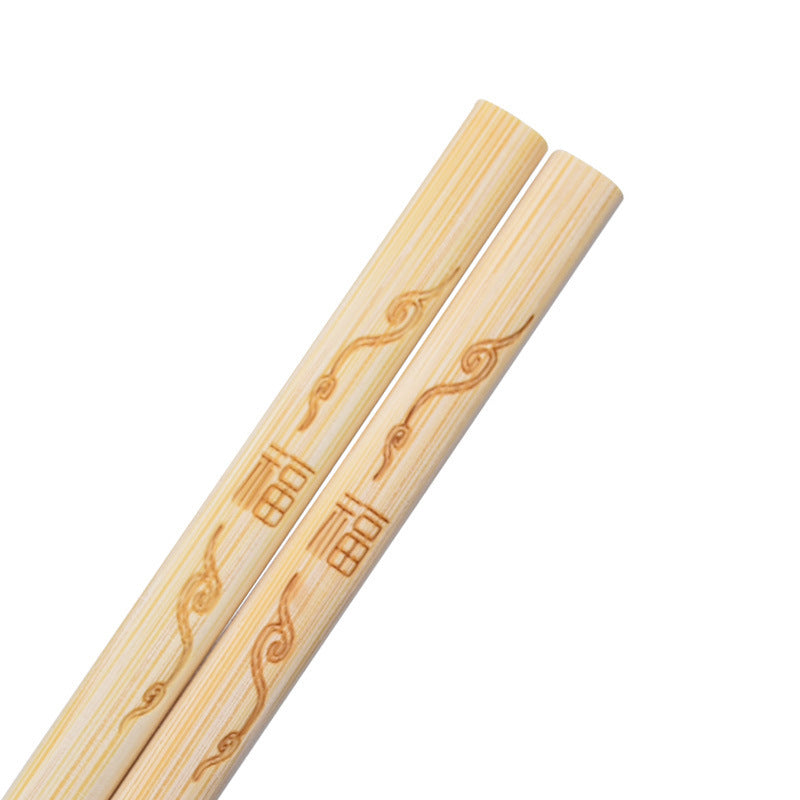 Bamboo Carving Carbonized Chopsticks Suit
