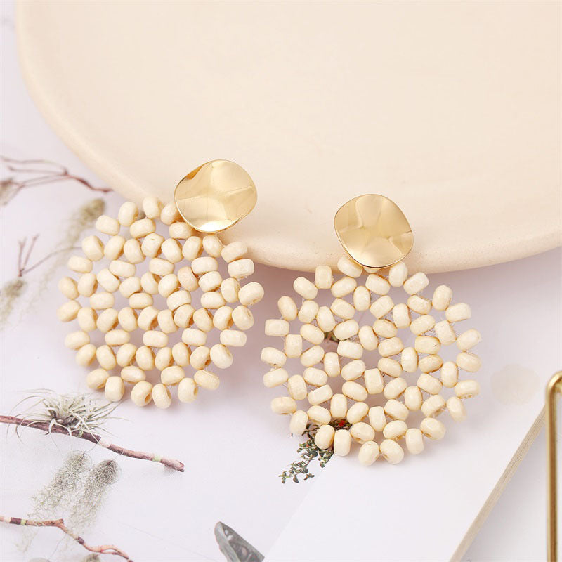 Acetate Board Wood Combination Earrings