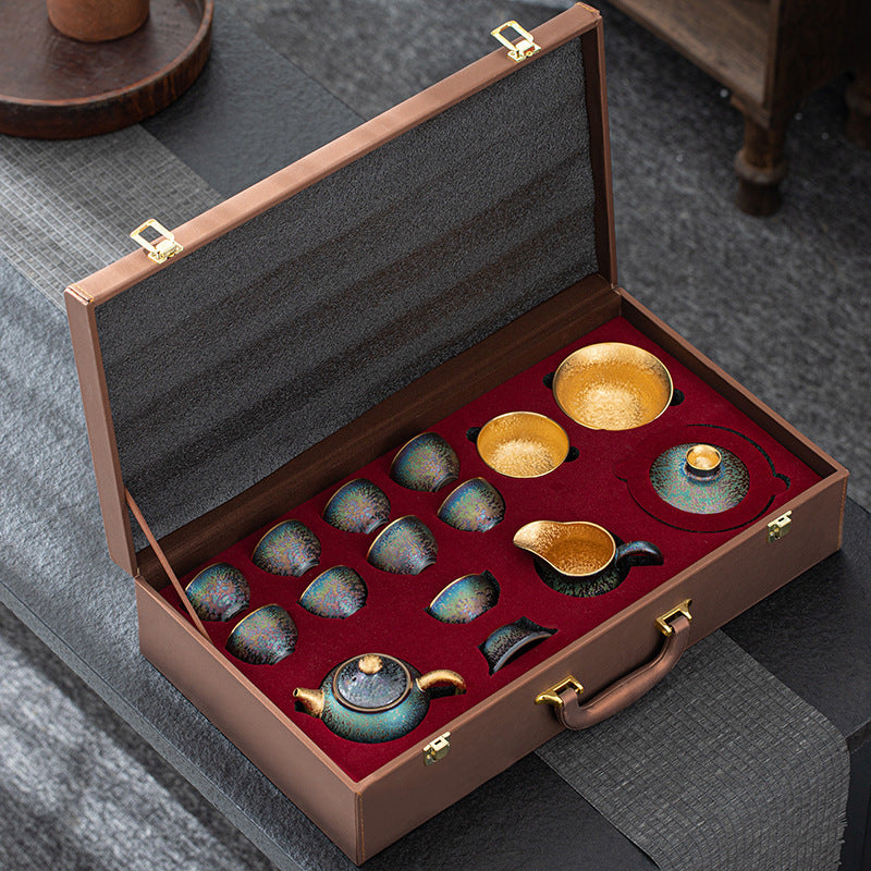 JianZhan Colorful Gilding Tea Set Suit