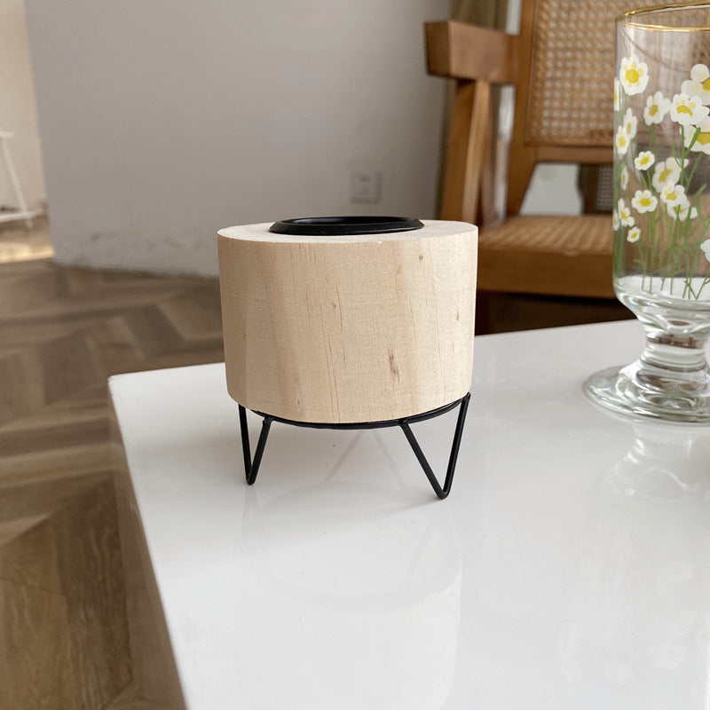 Retro Wooden n Iron Candle Holder