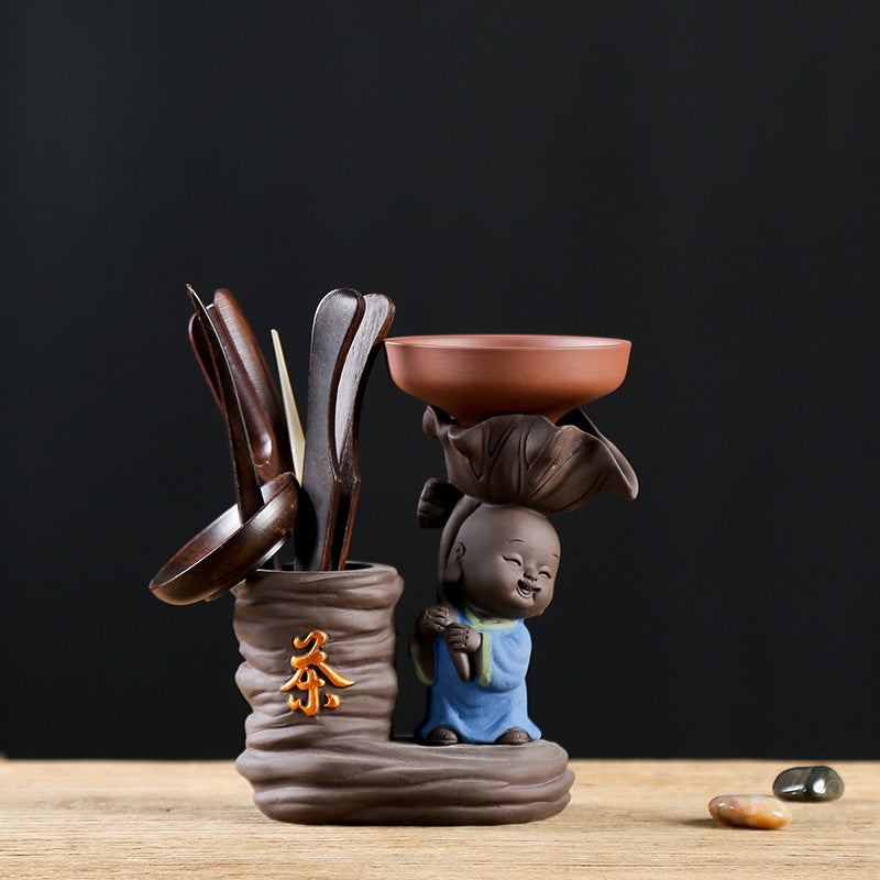 Purple Clay Little Monk Black Sandalwood Six Gentleman Tea Ceremony Accessories