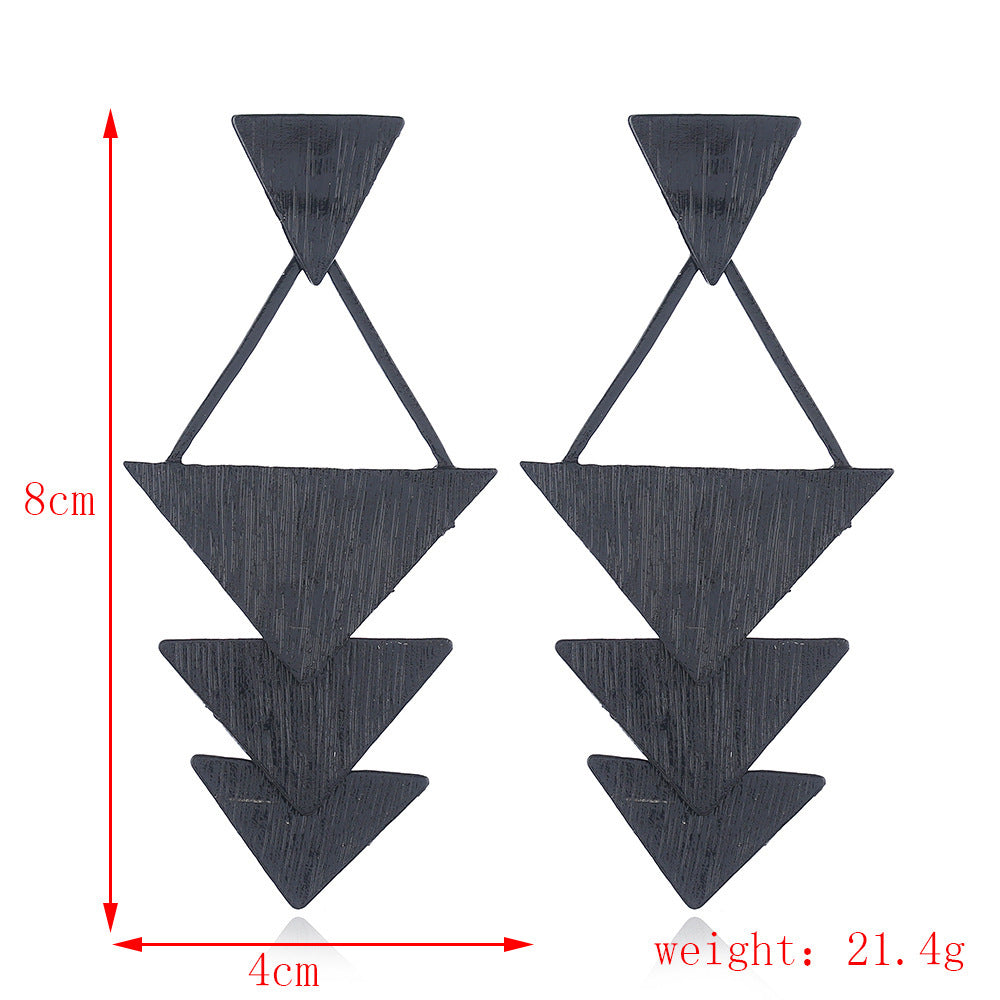 Black Triangle Vintage Alloy Wooden Earrings