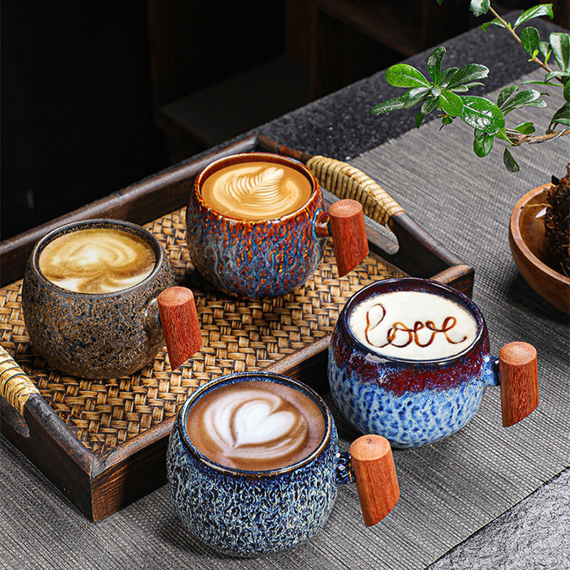 Kiln Change Ceramic Mug With Wooden Handle