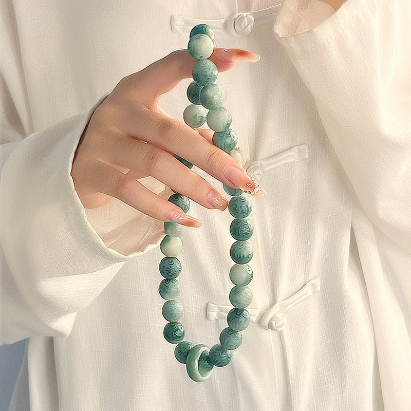 Hainan White Jade Handheld Chain Buddha