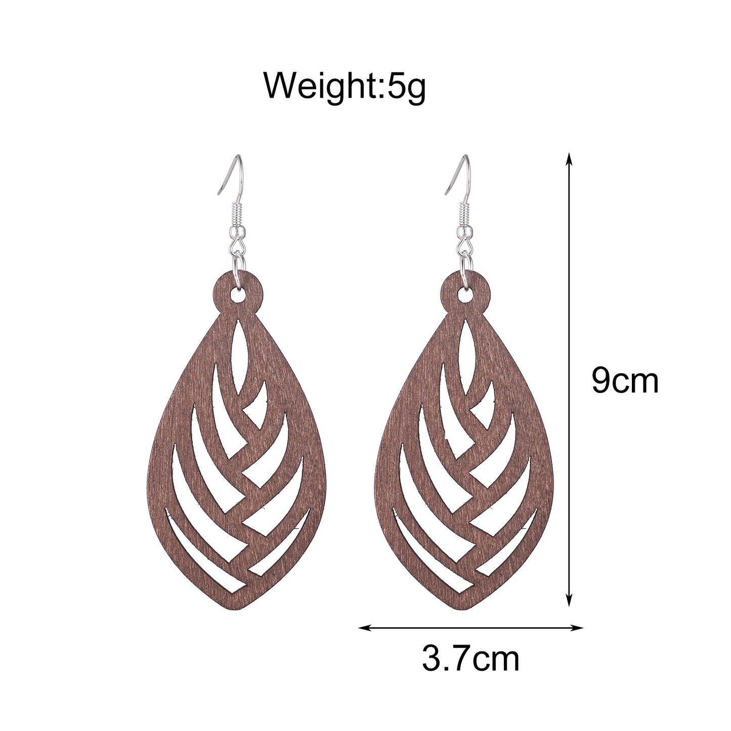 Stylish Hollow Wood Earrings Silver-Plated Ear Studs