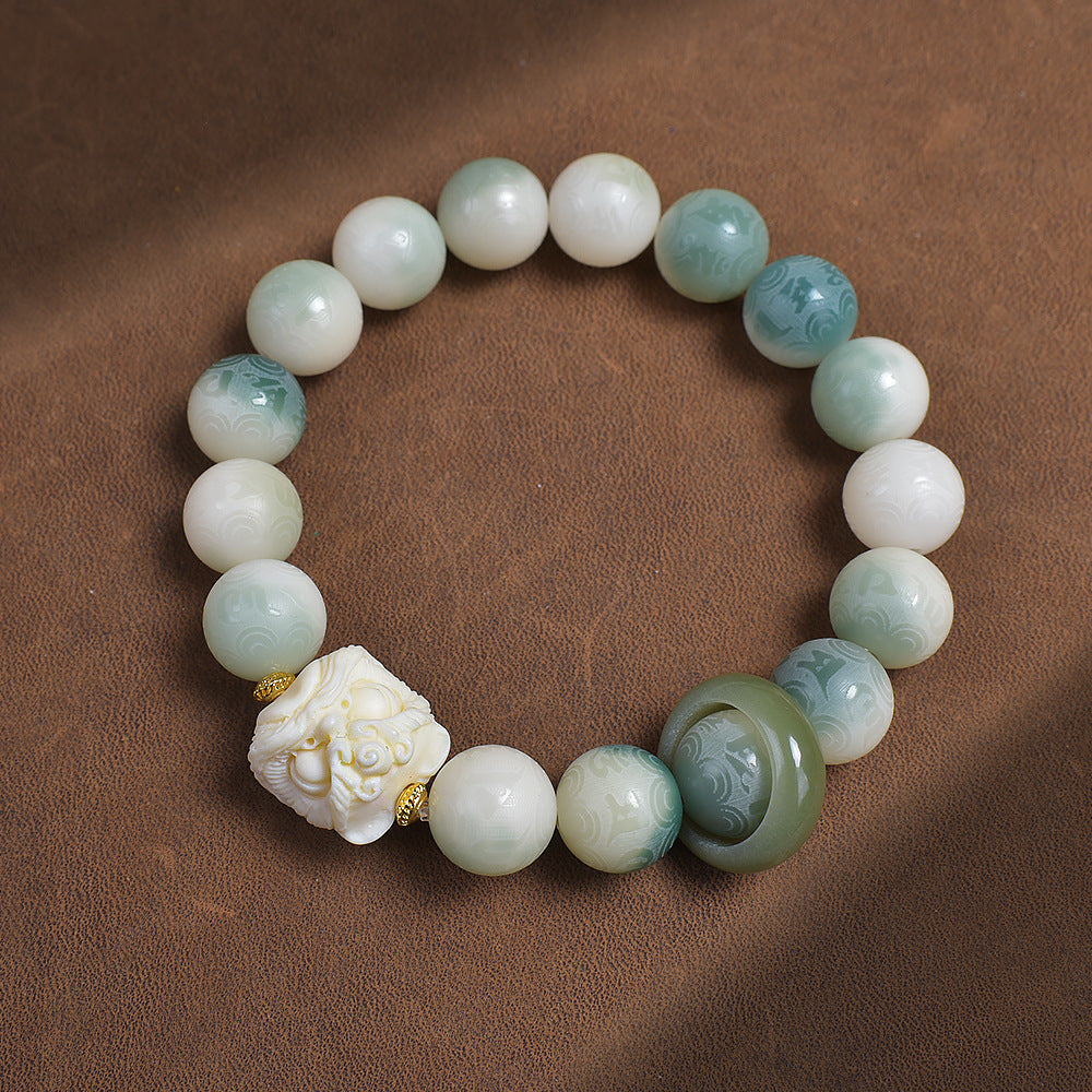 Hainan White Jade Handheld Chain Buddha