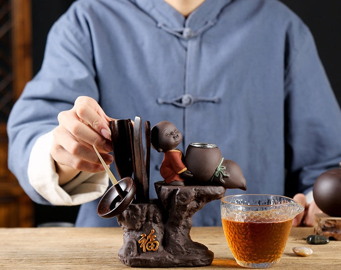 Purple Clay Little Monk Black Sandalwood Six Gentleman Tea Ceremony Accessories