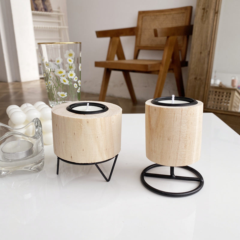 Retro Wooden n Iron Candle Holder