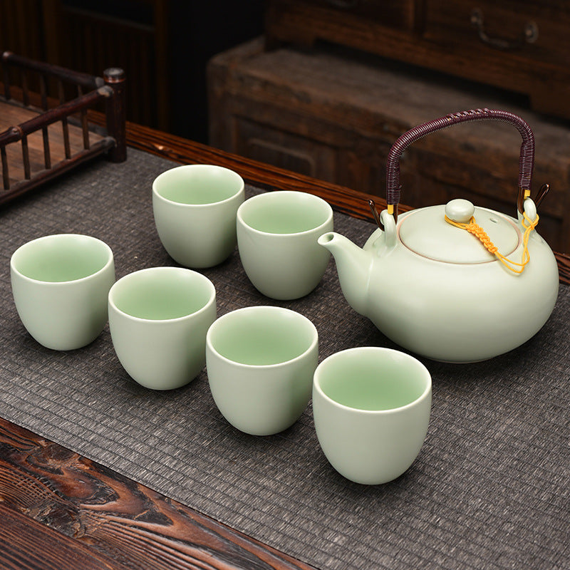 Blue Colour Texture Kung Fu Tea Set