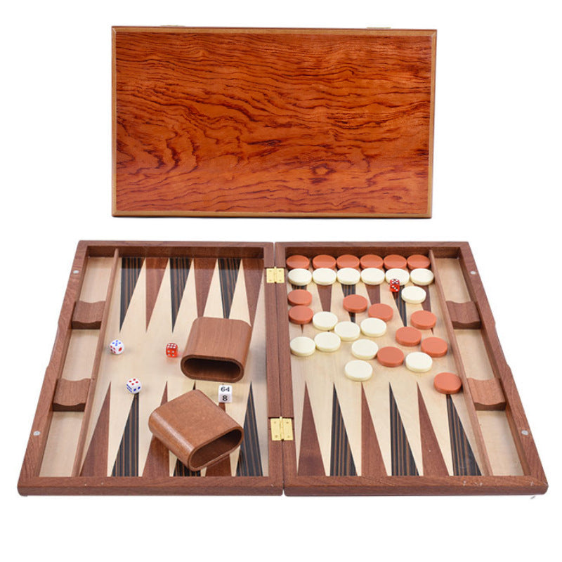 Wooden Western Backgammon Chess Box Solid Wood Baccarat