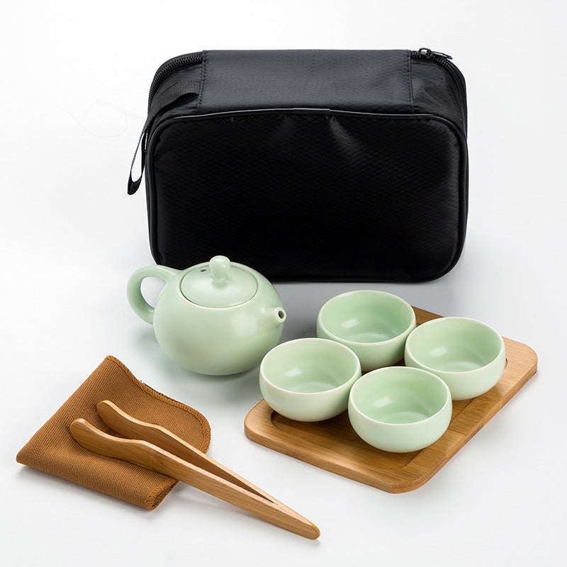 Portable Dehua Ding Kiln Tea Set