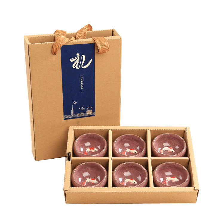 Red Ice Cracked Fish Cup Kung Fu Tea Set