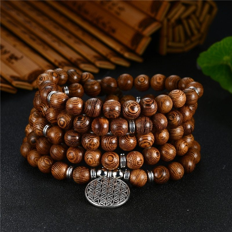 108 bracelets Buddha OM lotus pendant necklace
