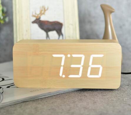 Wooden digital alarm clock