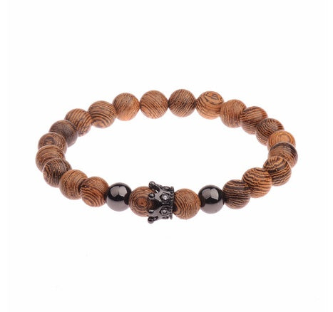 Wood grain bead bracelet