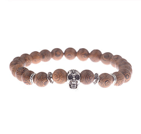 Wood grain bead bracelet
