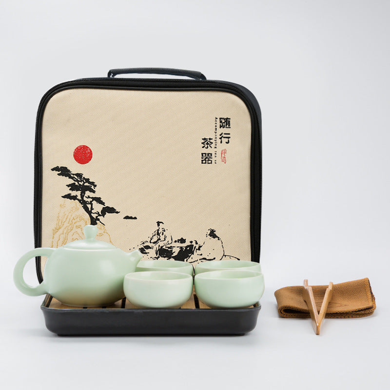 Portable Dehua Ding Kiln Tea Set