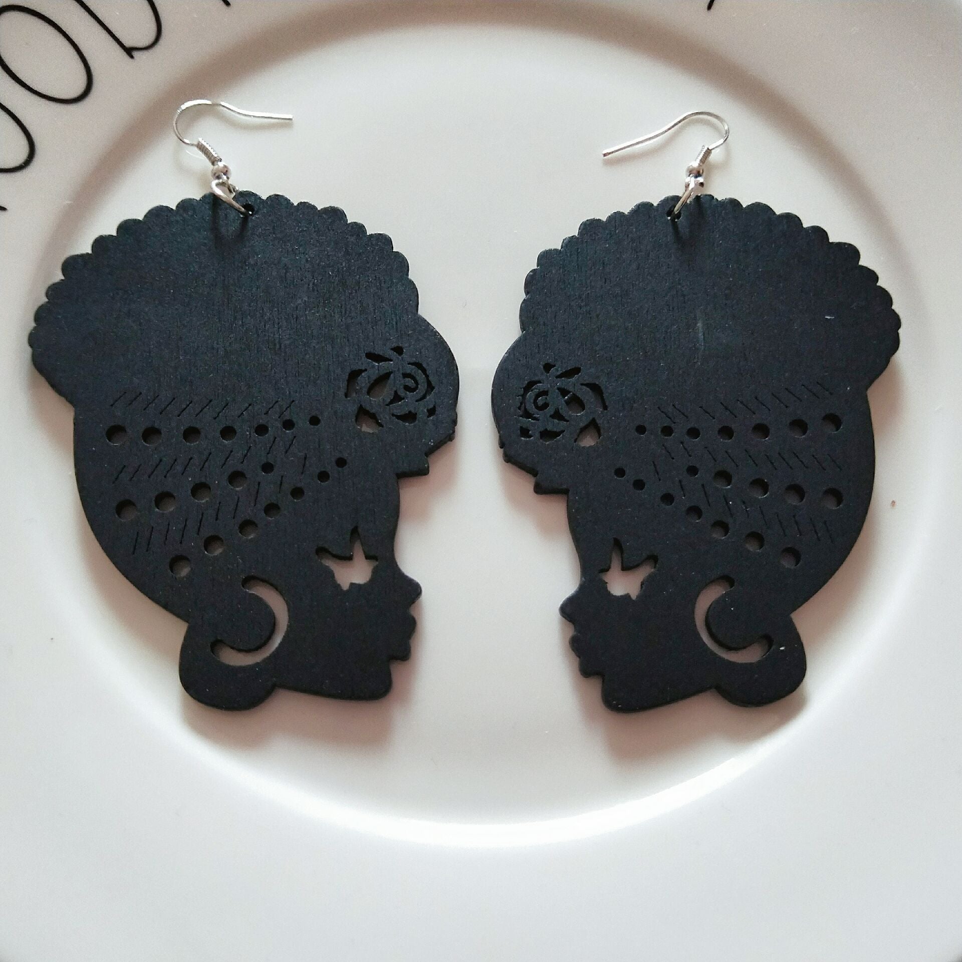 woman icon wood earrings