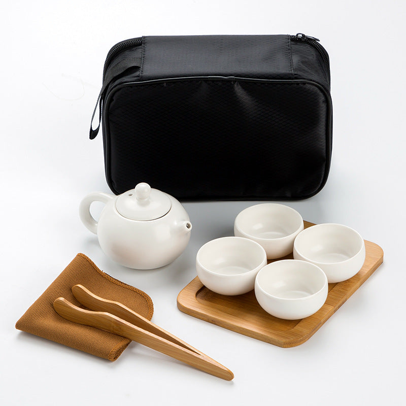 Portable Dehua Ding Kiln Tea Set