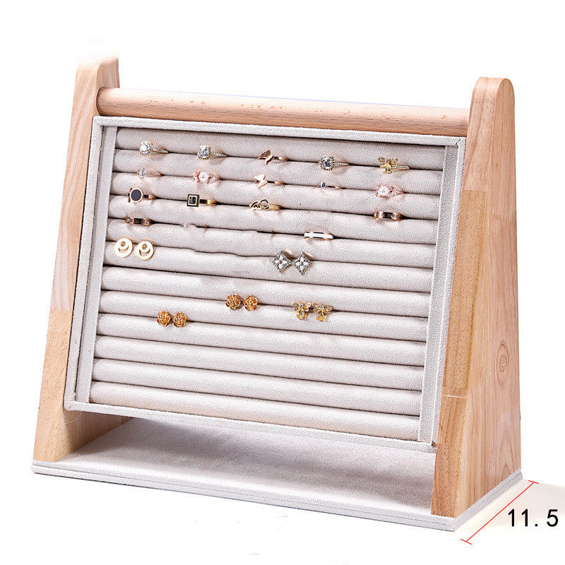 Vertical Solid Wood Ring Earrings Display Stand