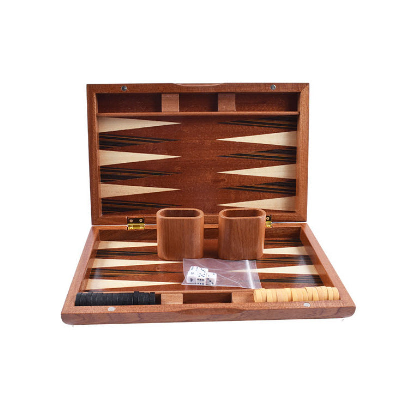 Wooden Western Backgammon Chess Box Solid Wood Baccarat
