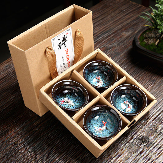 Kiln Ceramic Cup set x 4 in Gift Box