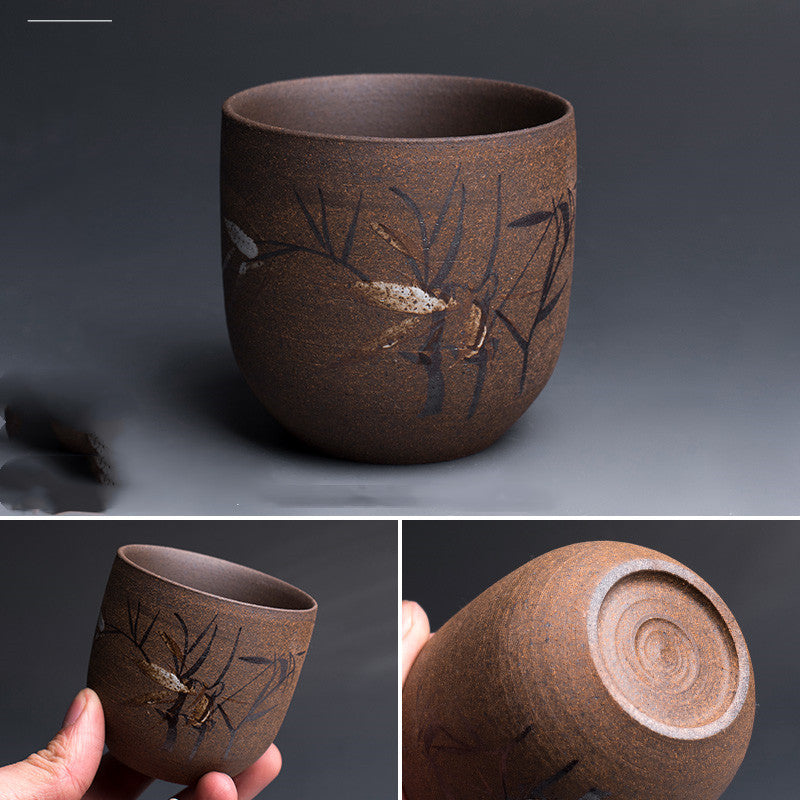 Coarse pottery large tea cup