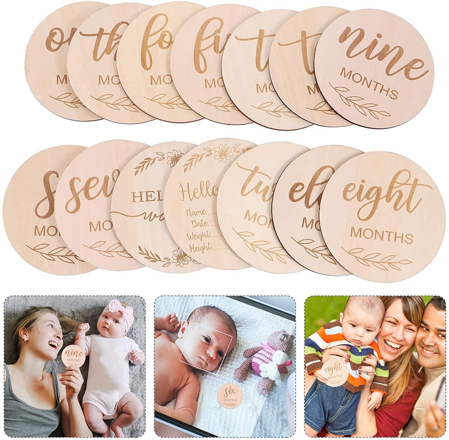 Wooden Baby Photography Card
